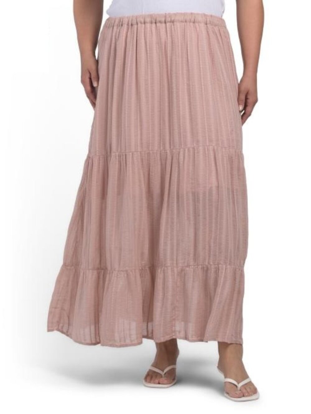 4OURDREAMERS Cotton Tiered Skirt SL Dusty Pink